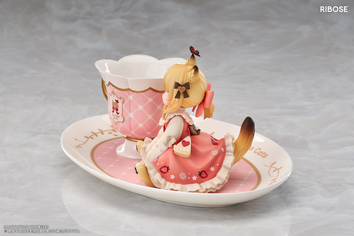 RIBOSE DLC SERIES "TEA TIME CATS" GINGER CAT NON-SCALE FIGURINE