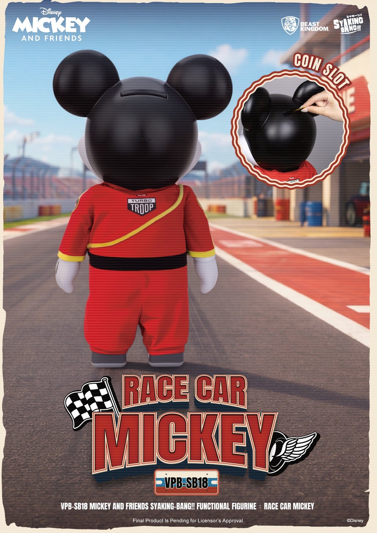 VPB-SB18 Mickey and Friends SYAKING-BANG!! Functional Figurine:Race Car Micky