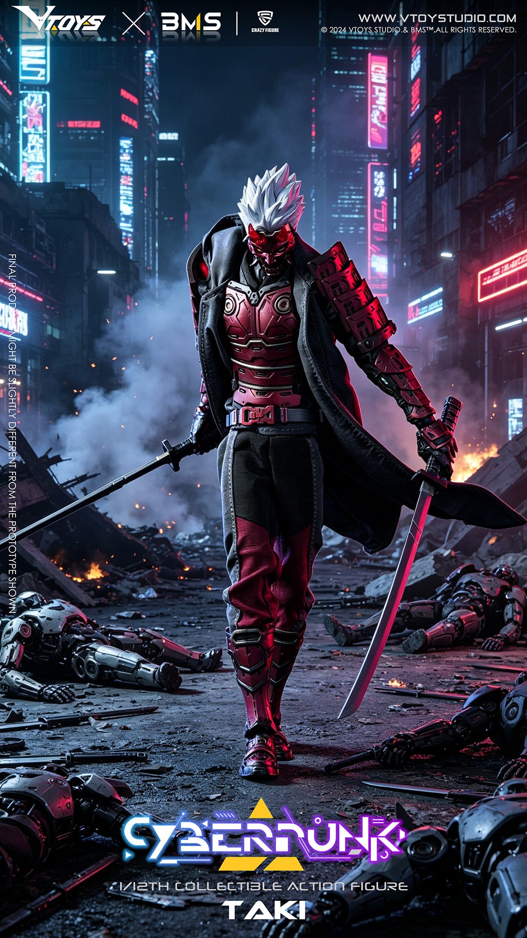 VTOYS X BMS X CF CYBERPUNK SAMURAI THE CRIMSON DAWN OF THE BLADE 1/12 SCALE ACTION FIGURE