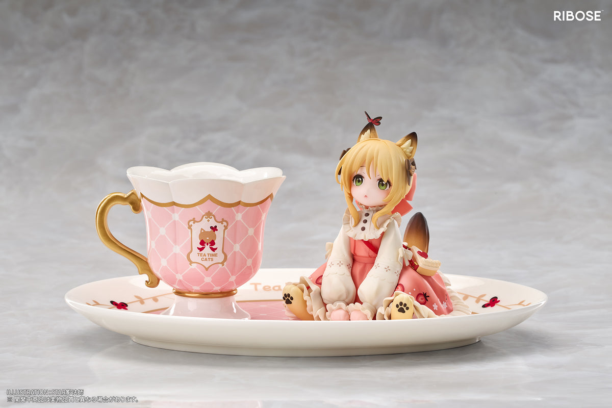 RIBOSE DLC SERIES "TEA TIME CATS" GINGER CAT NON-SCALE FIGURINE