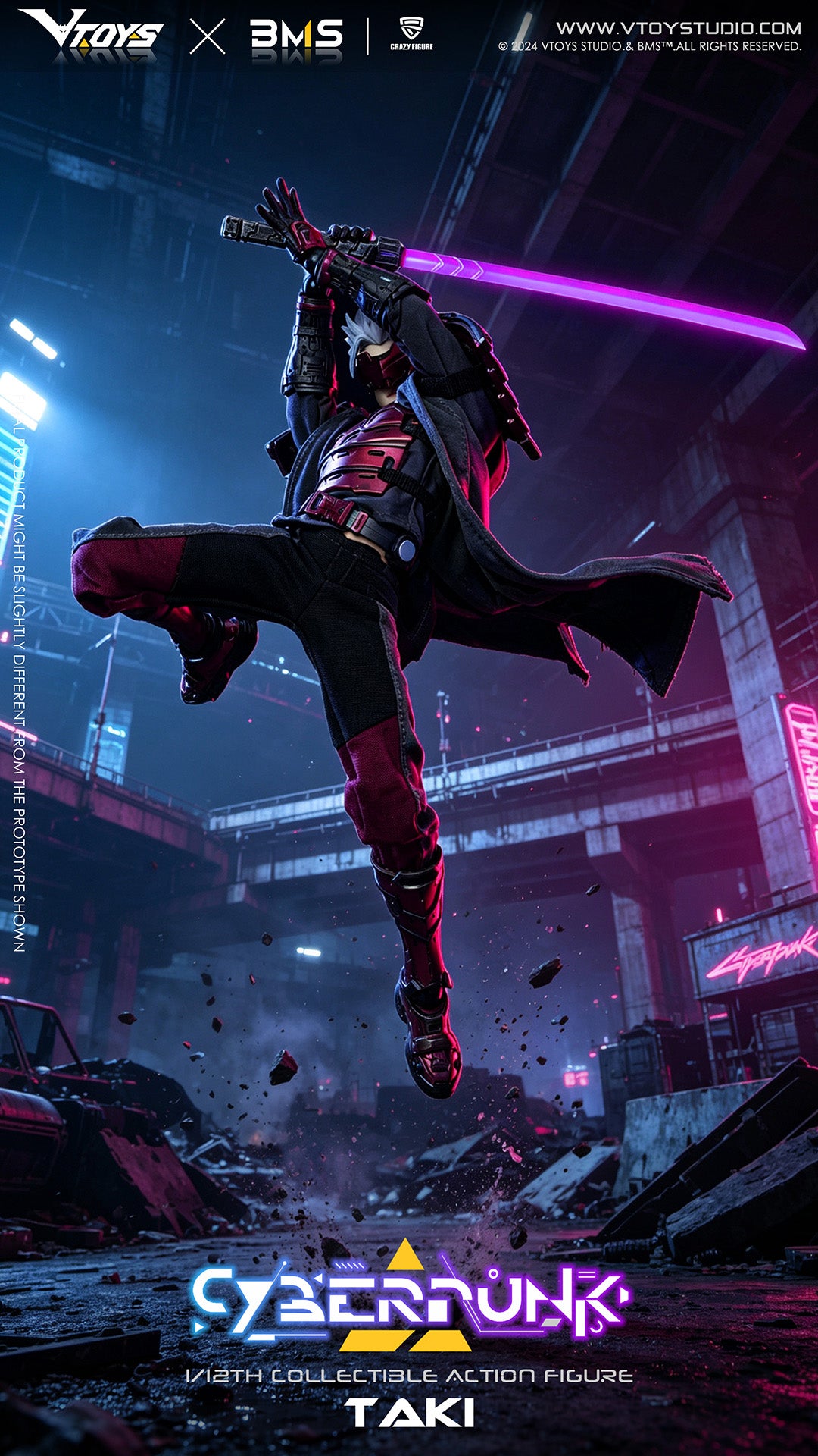 VTOYS X BMS X CF CYBERPUNK SAMURAI THE CRIMSON DAWN OF THE BLADE 1/12 SCALE ACTION FIGURE