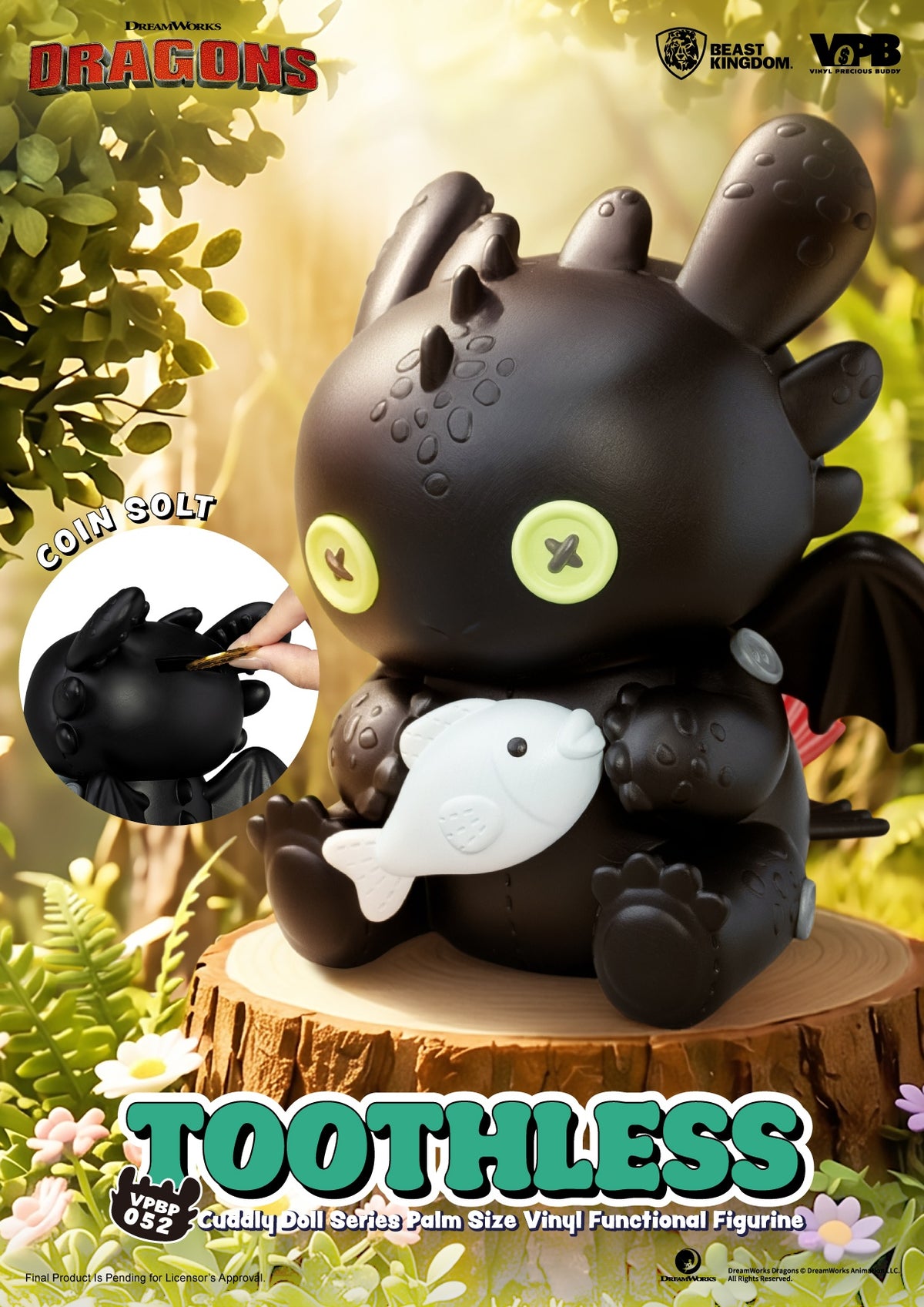VPBP-052 Cuddly Doll Series Palm Size Vinyl Functional Figurine : Toothless