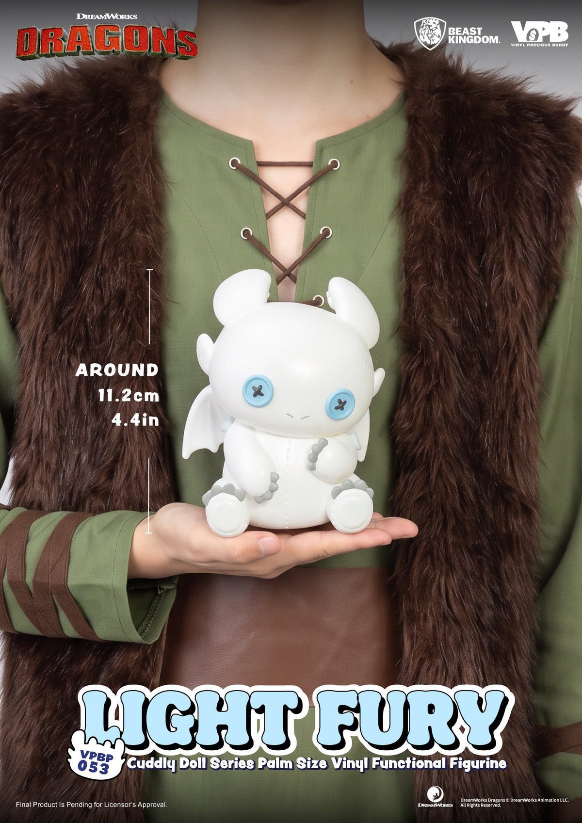 VPBP-053 Cuddly Doll Series Palm Size Vinyl Functional Figurine : Light Fury
