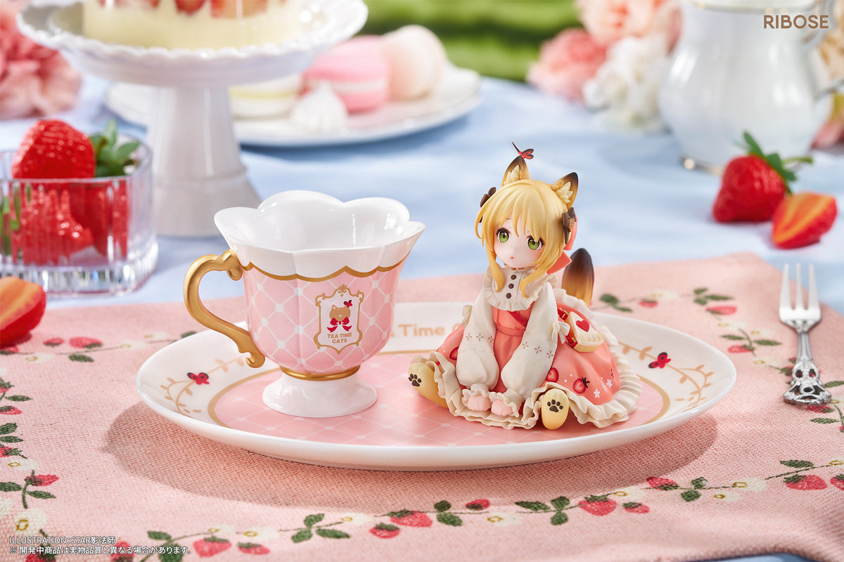 RIBOSE DLC SERIES "TEA TIME CATS" GINGER CAT NON-SCALE FIGURINE