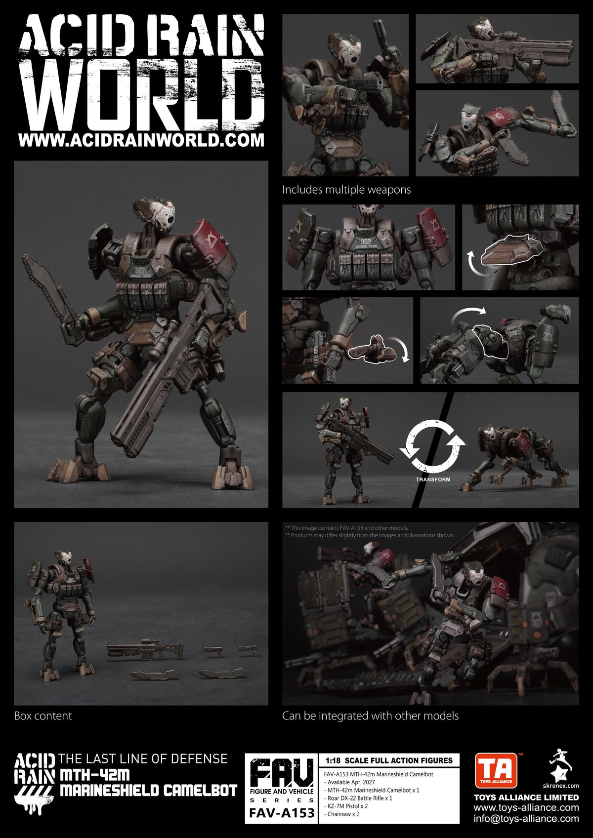 TOYS ALLIANCE LIMITED "ACID RAIN" 1/18 SCALE FAV-A153 MTH-42M MARINESHIELD CAMELBOT