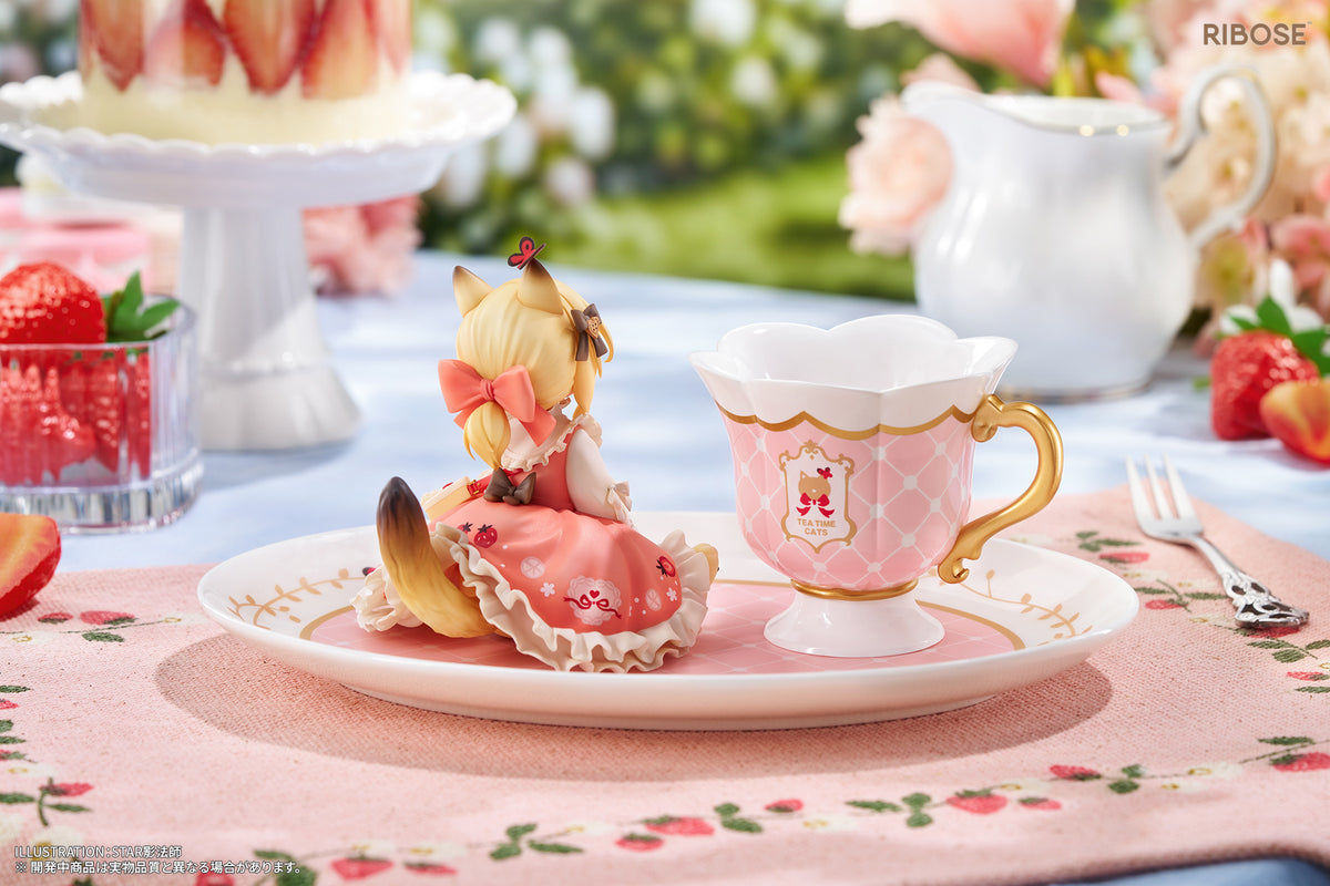 RIBOSE DLC SERIES "TEA TIME CATS" GINGER CAT NON-SCALE FIGURINE