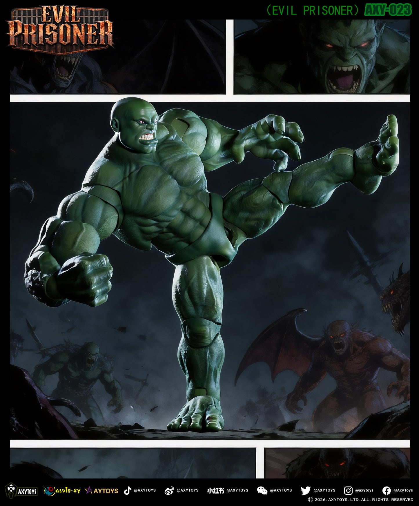 AXYTOYS EVIL PRISONER 1/12 SCALE ACTION FIGURE AXY-023 GREEN