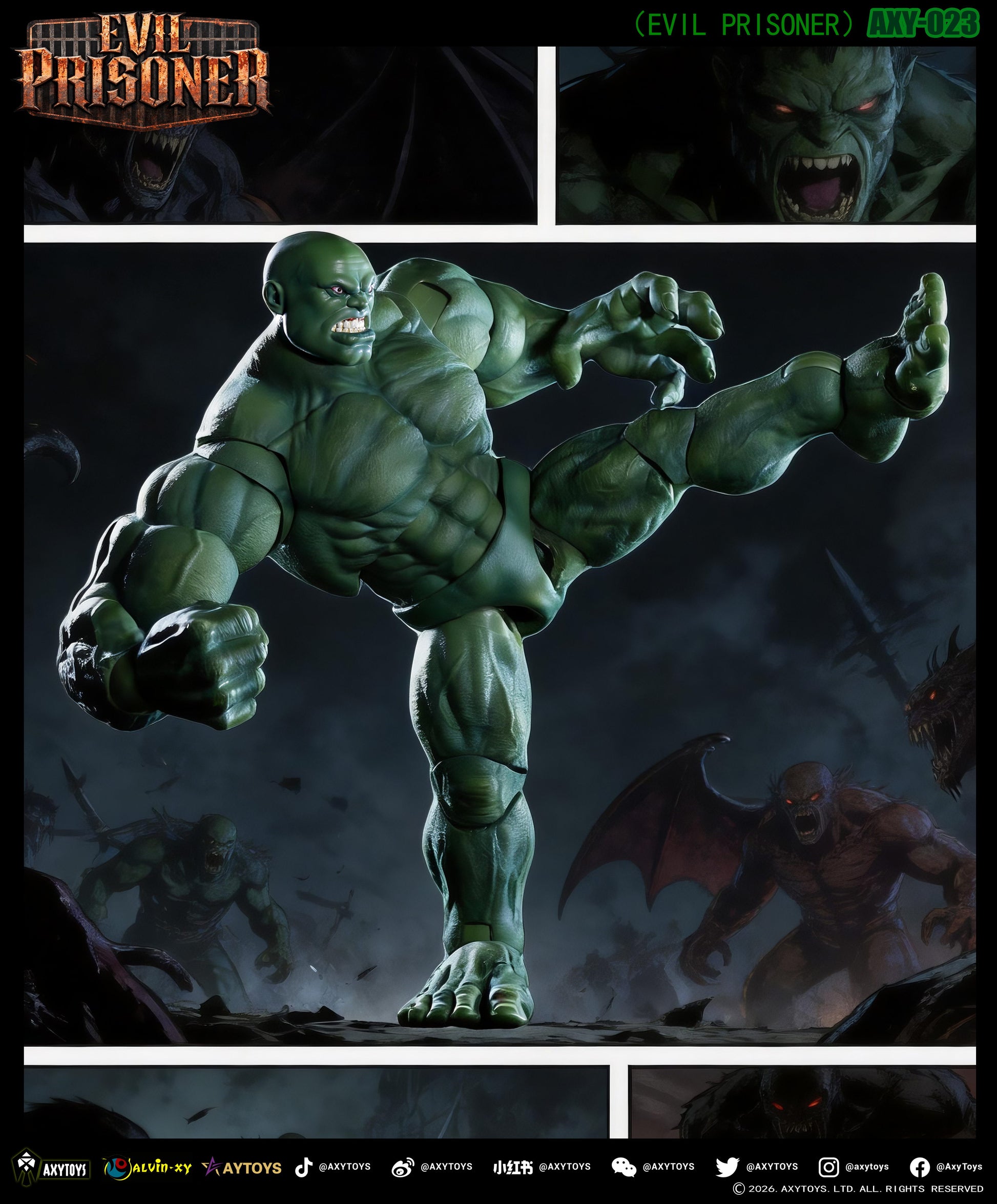 AXYTOYS EVIL PRISONER 1/12 SCALE ACTION FIGURE AXY-023 GREEN